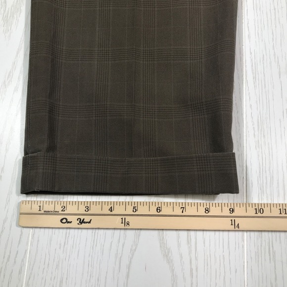 Vintage Eddie Bauer Pants Men 38x32 Brown Windowpane Houndstooth Cuffed Classic - Picture 6 of 11